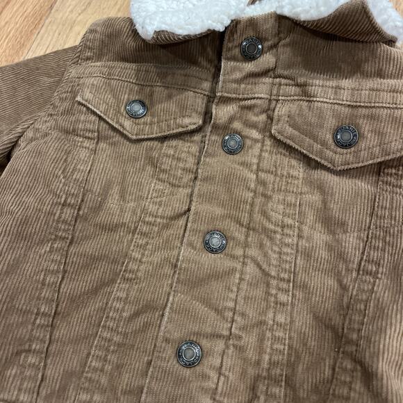 Janie and Jack 12-18 Month Corduroy Sherpa Button Snap Up Toddler Jacket Brown - Picture 4 of 7